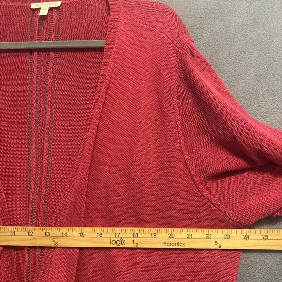 Eileen Fisher 100% Linen Cardigan Open Front Sweater‎ Plus Size 3X Red Pockets - Picture 5 of 8